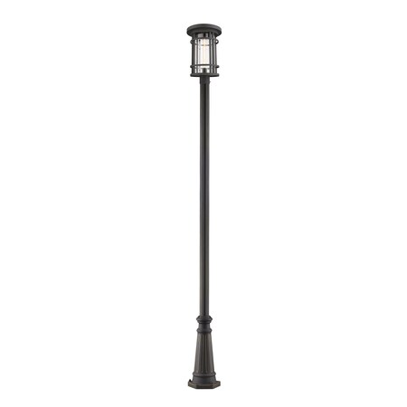 Z-Lite Jordan 1 Light Outdoor Post Mounted Fixture, Oil Rubbed Bronze And Clear Seedy 570PHXL-519P-ORB